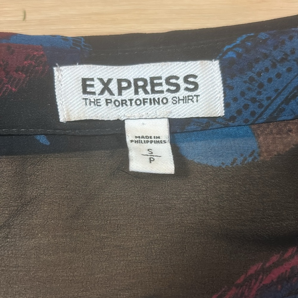 Express Multicolor Feather Print Button Down Shirt - image 2